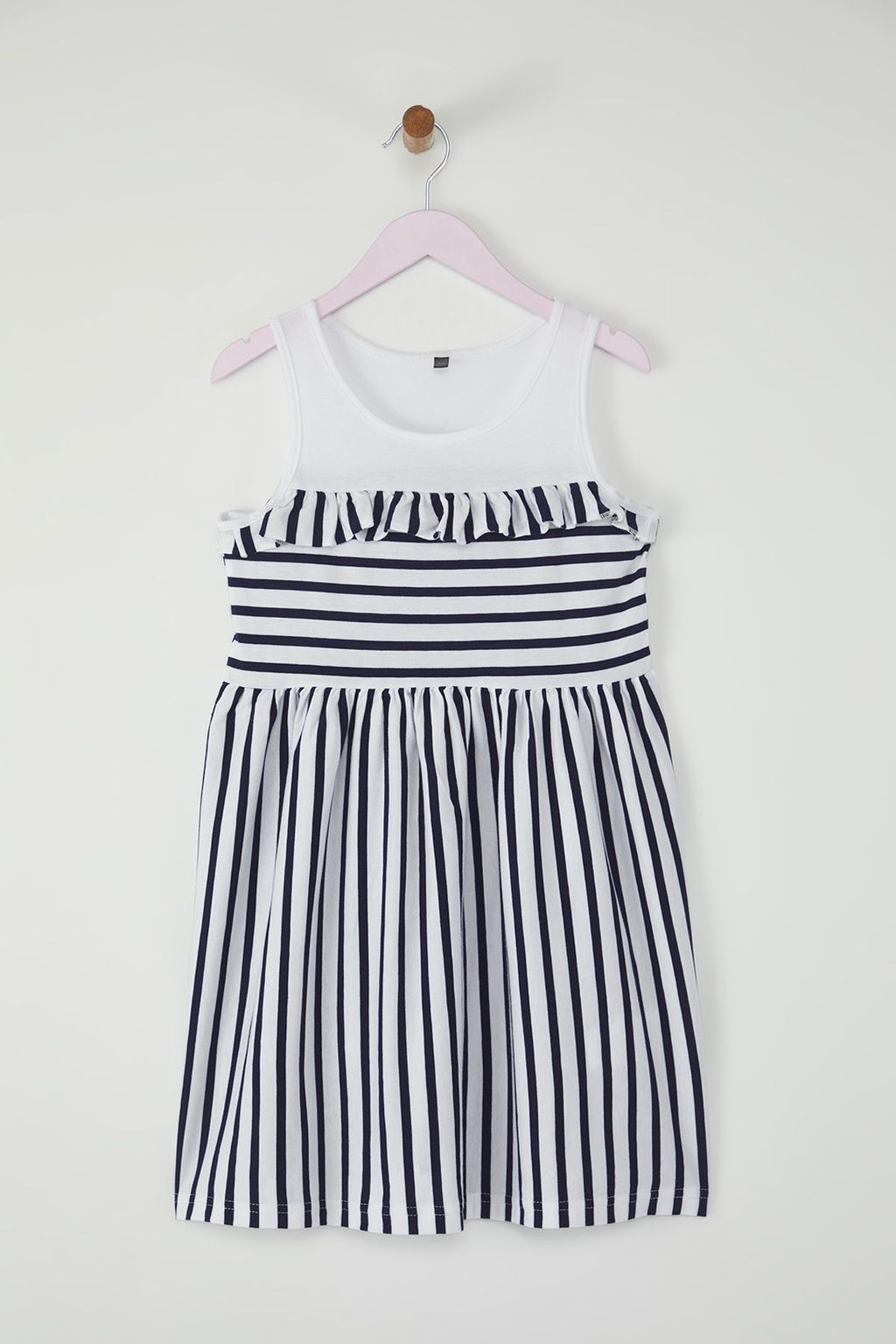 Pembe K?z Cocuk %100 Pamuk Cizgili Kolsuz Mini Bayraml?k Orme Elbise TKDSS25EL00062 - Trendyolmilla фото 4