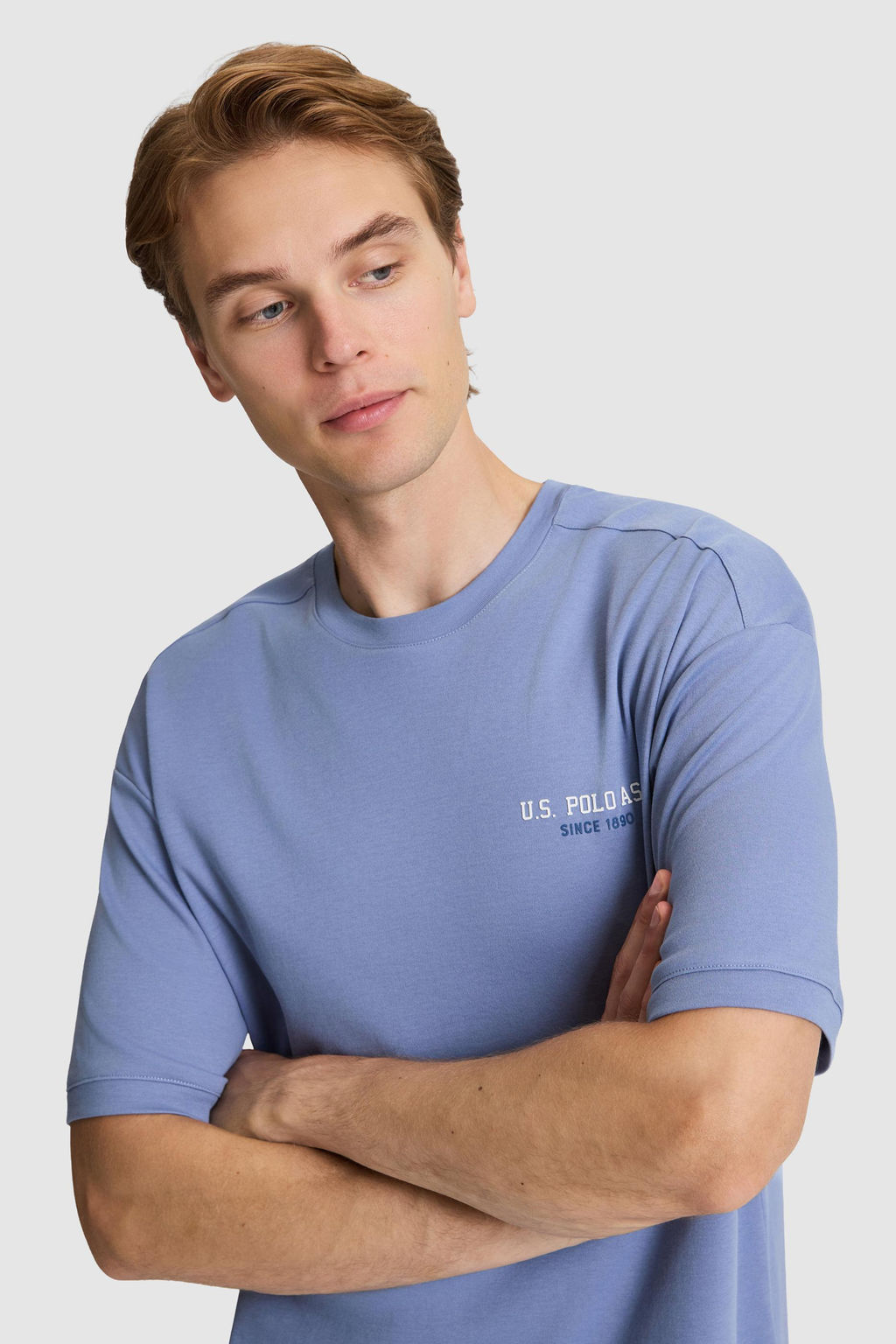 Erkek _ndigo Comfort Fit Bisiklet Yaka Ti__rt