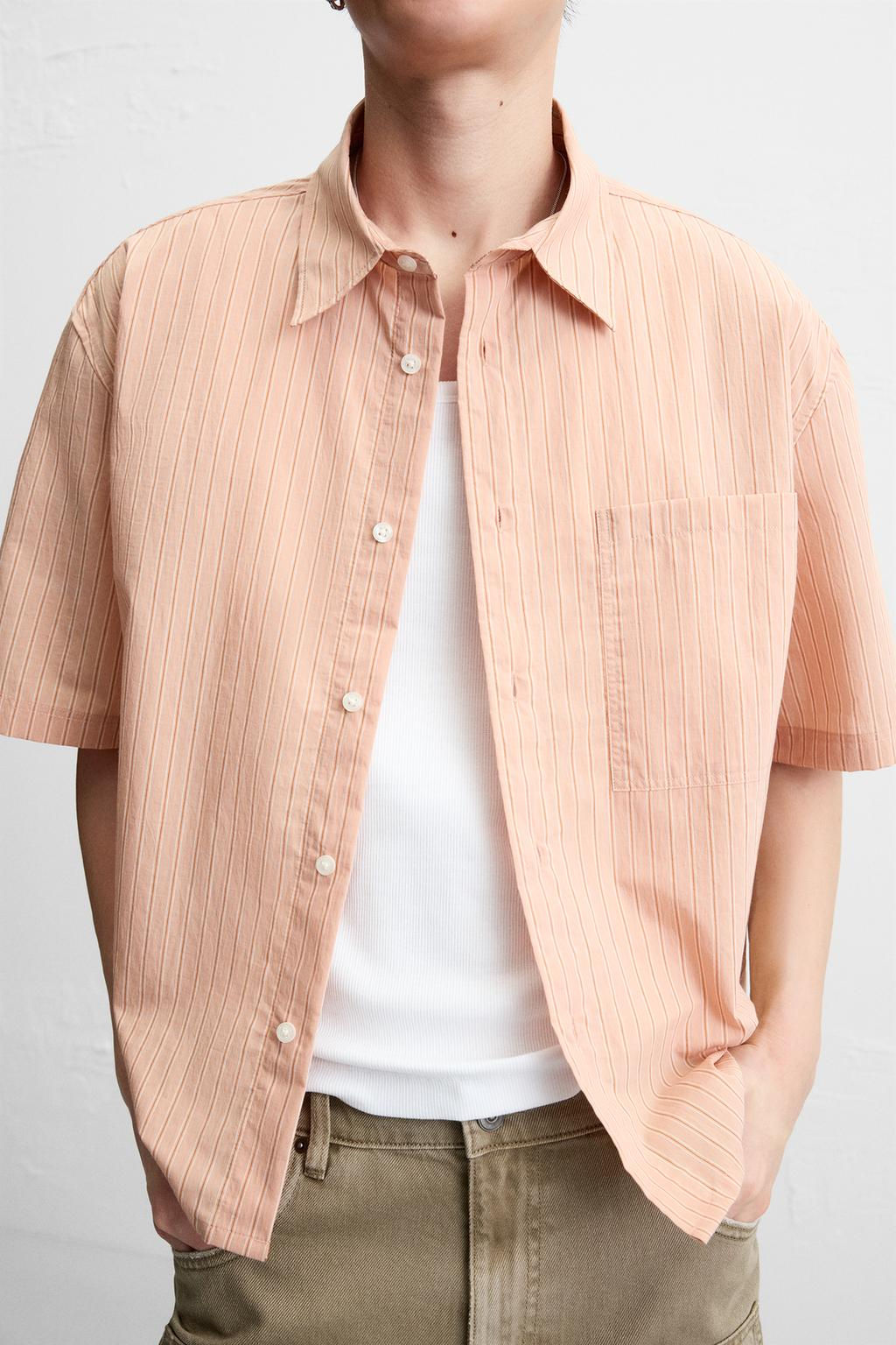 STRIPED CROPPED FIT SHIRT - Zara фото 7