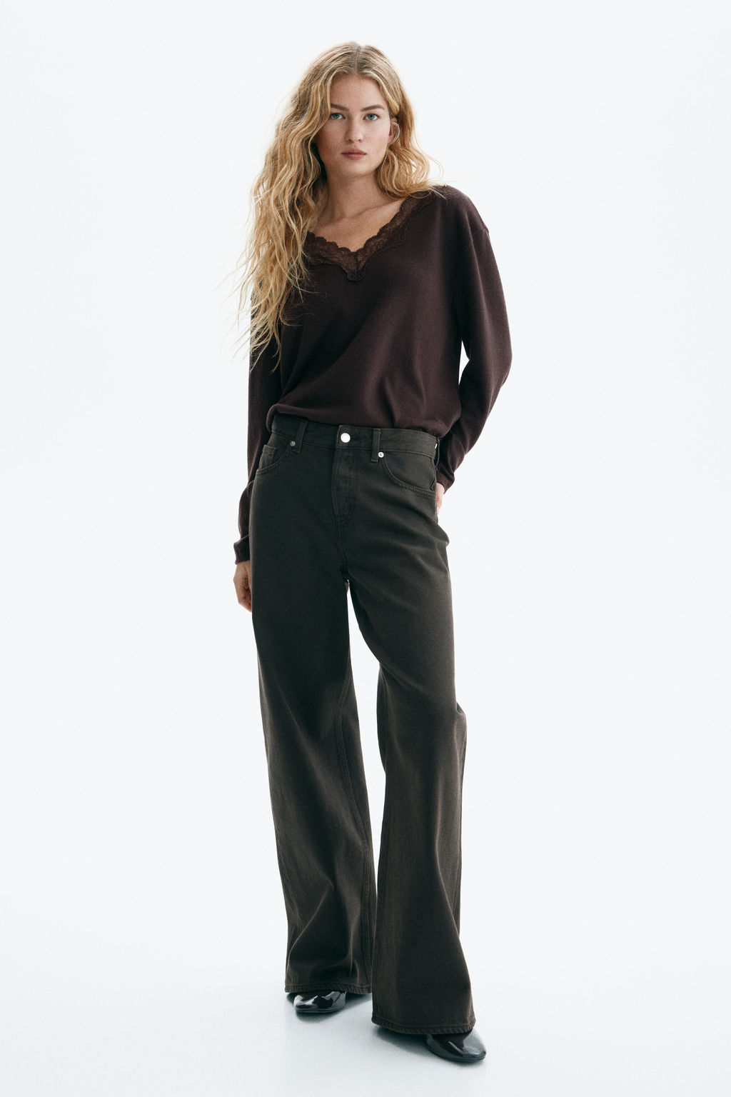 Top de punto con ribete de encaje - H&m фото 4