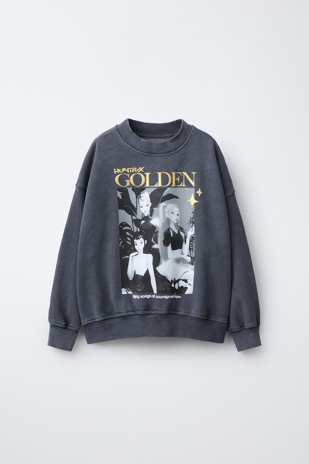 SUDADERA EFECTO LAVADO KPOP DEMON HUNTERS NETFLIX  / Gris antracita - Zara фото 2