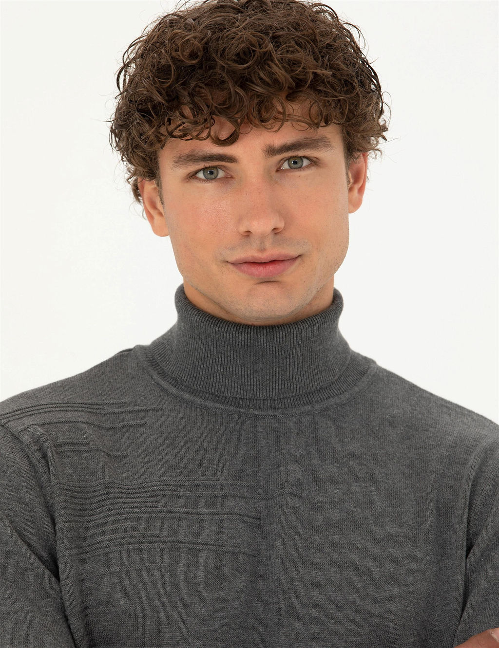 Gri Melanj Slim Fit Bal_k__ Yaka Triko Kazak - Pierre cardin фото 2