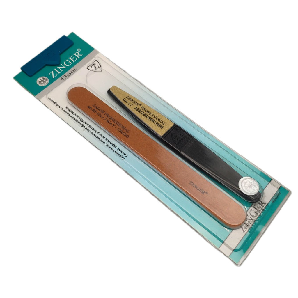 Zinger Маникюрный набор: пилка абразивная, полировка складная / Classic SIS 19, 2 предмета