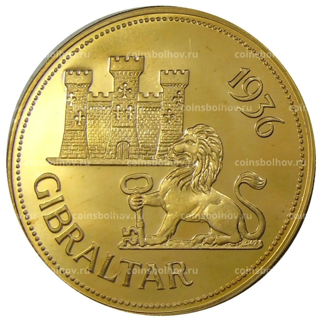 Монетовидный жетон 1 крона 1936 года Гибралтар (паттерн Едварда VIII)