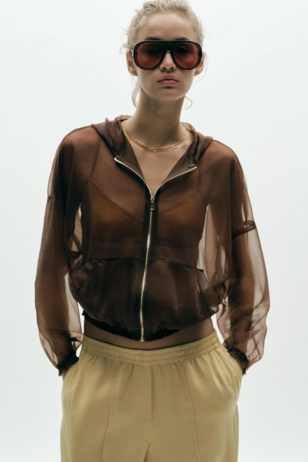 HOODED ORGANZA JACKET