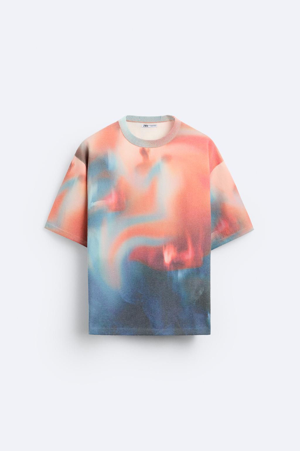 KNIT T-SHIRT WITH ABSTRACT PRINT - Zara фото 6