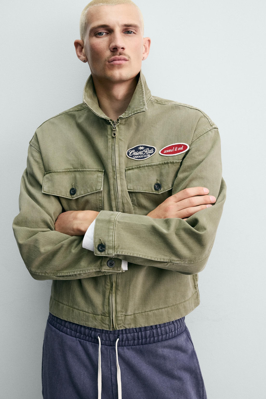 CAZADORA CROPPED FIT PARCHES / Khaki - Zara фото 5
