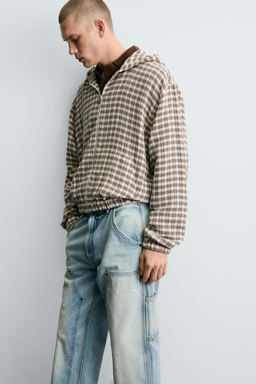HOODED CHECK OVERSHIRT