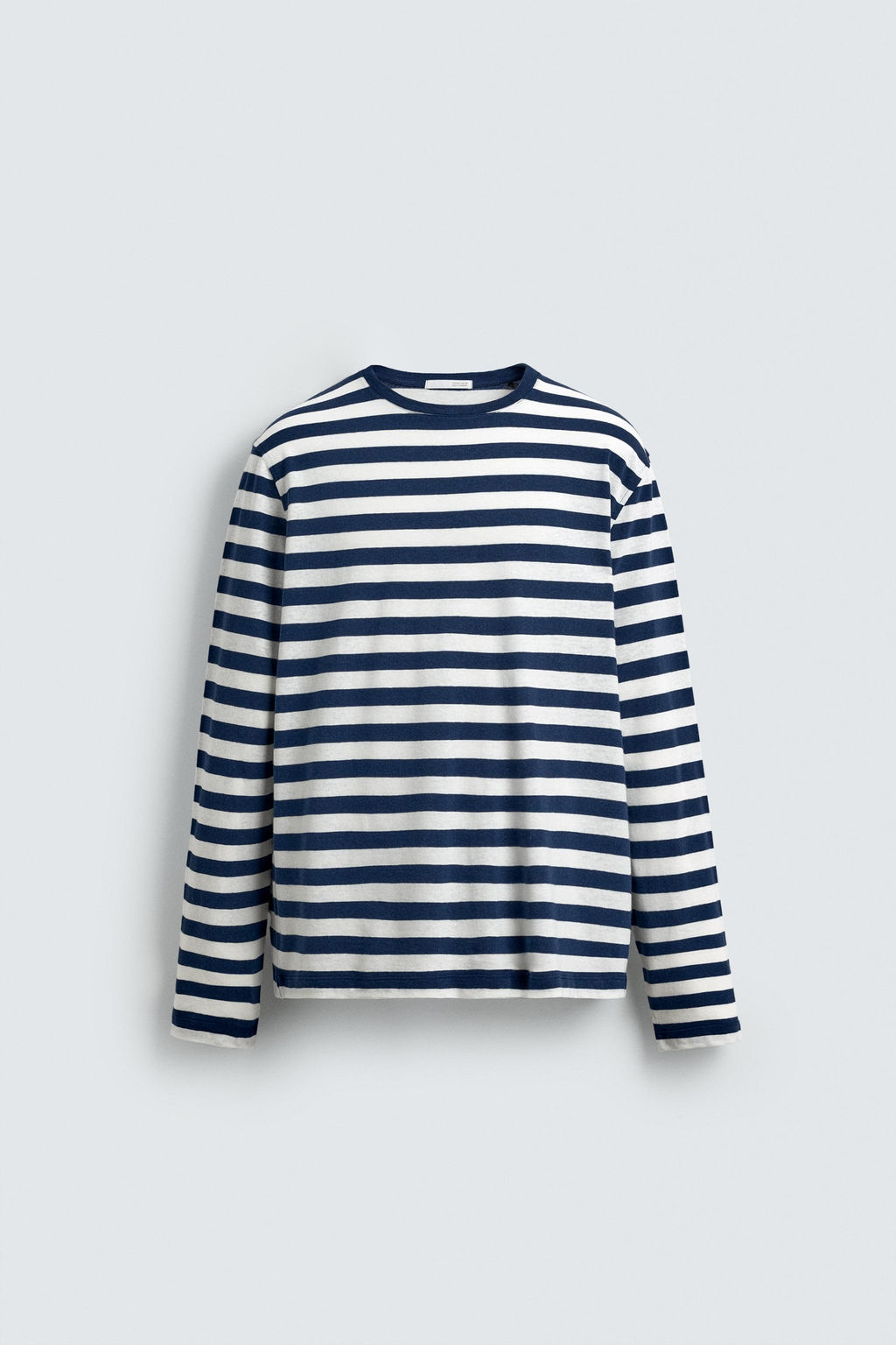 CAMISETA MANGA LARGA LINO - ALGOD?N RAYAS / Azul / Blanco - Zara фото 6