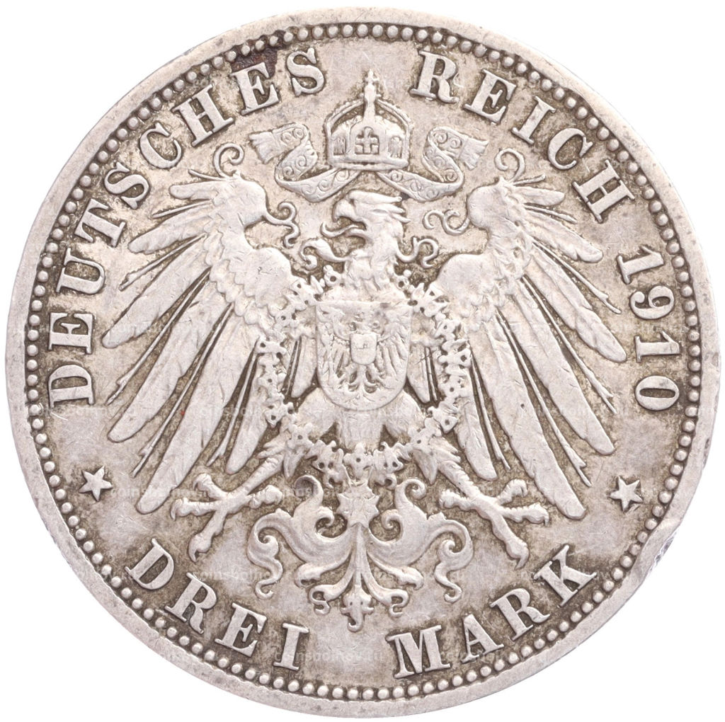Монета 3 марки 1910 года А Германия (Пруссия)