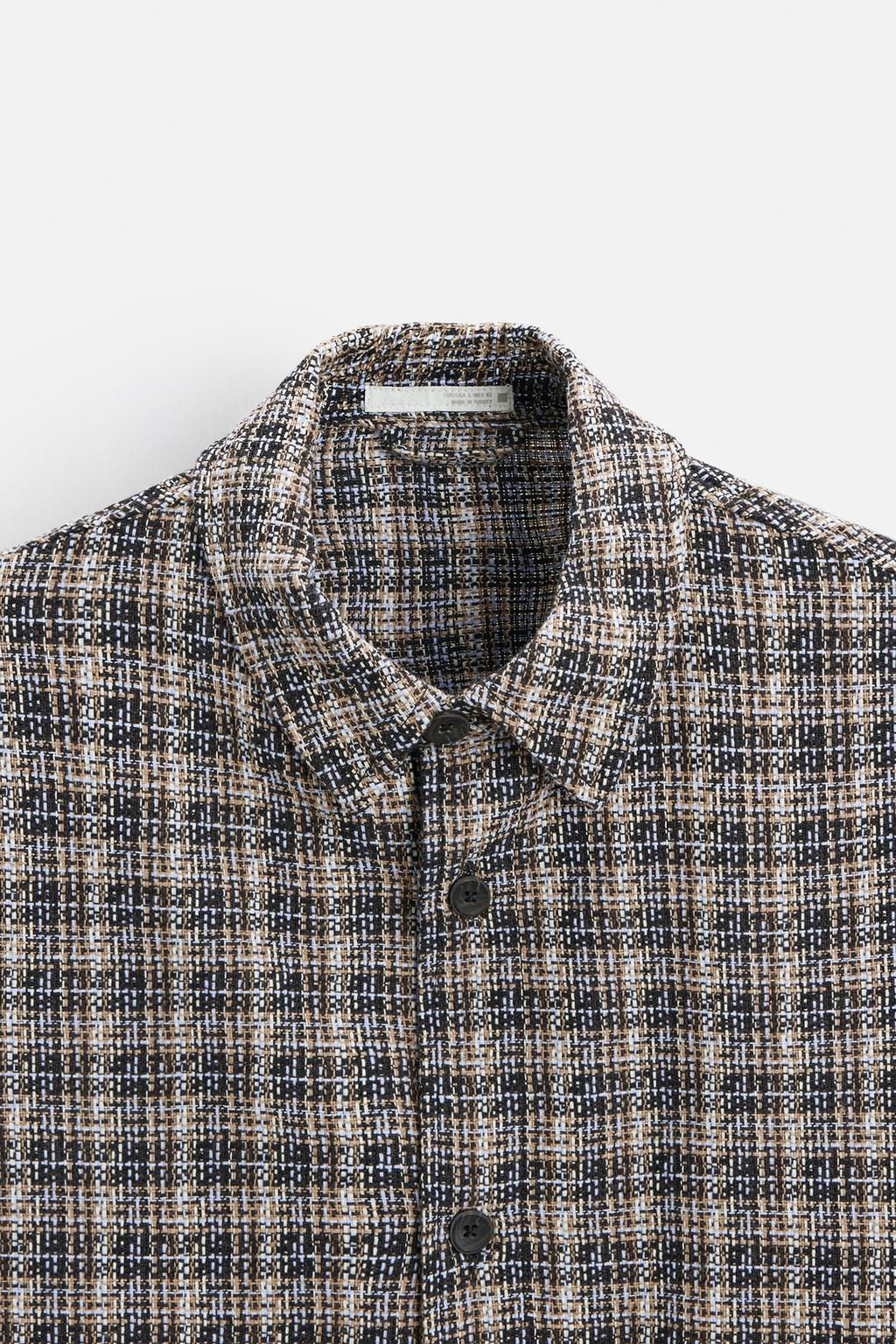 TEXTURED CHECK OVERSHIRT - Zara фото 8