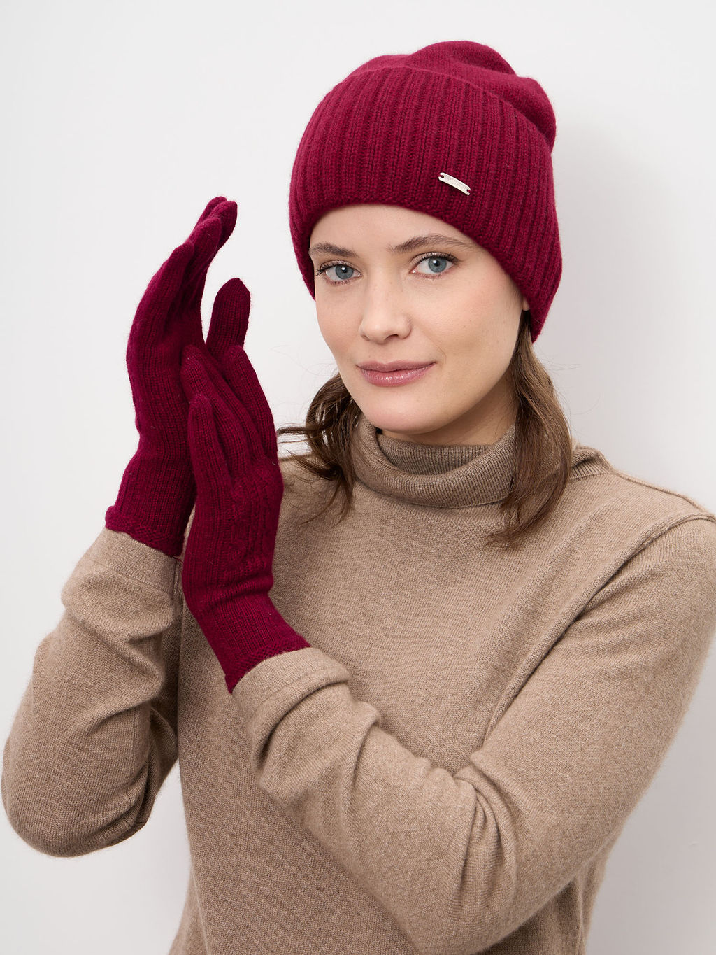 Перчатки из кашемира ULkos бордовые