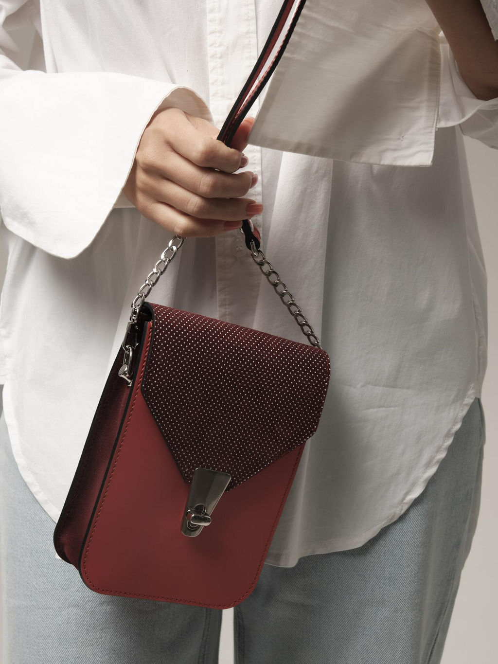 Сумка замшевая кросс-боди Deboro 31023 розовый флам/горох