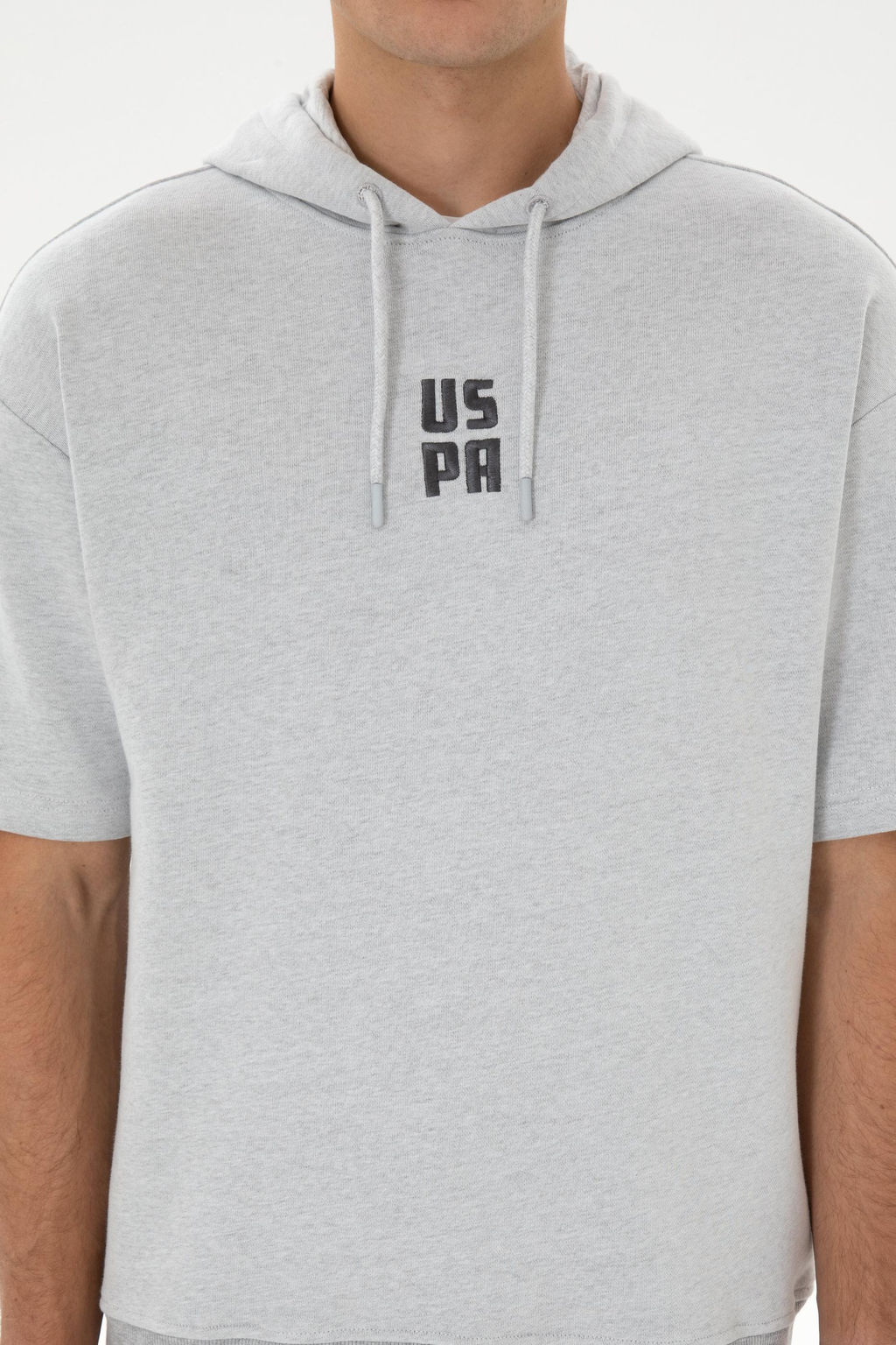 Erkek Comfort Fit Kap__onlu K_sa Kollu Gri Melanj Sweatshirt - U.s. polo assn фото 13