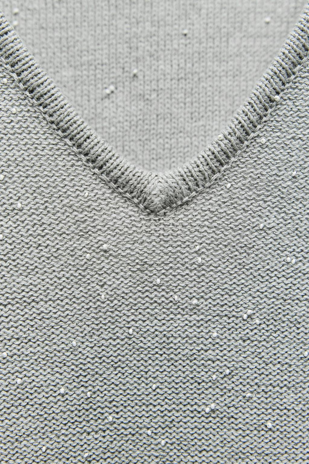 BEADED KNIT SWEATER - Zara фото 6