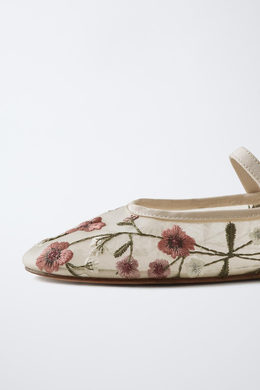 EMBROIDERED BALLET FLATS - Zara фото 5