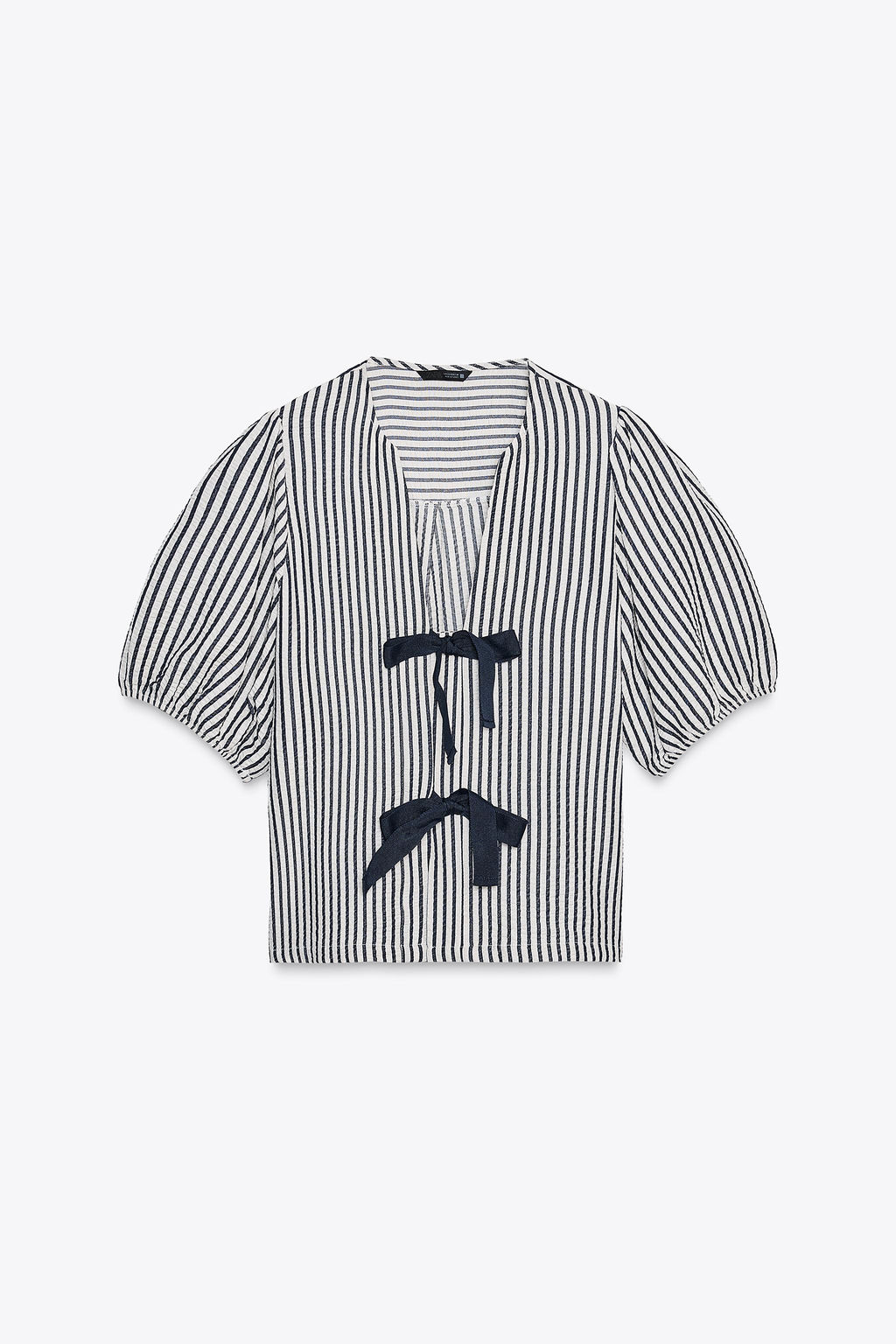 LINEN BLEND TIE BLOUSE
