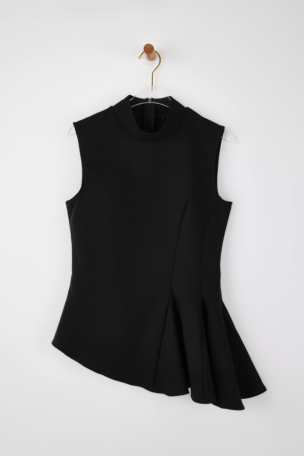 Siyah Asimetrik Godeli Dik Yaka Dokuma Bluz TWOSS26BZ00085