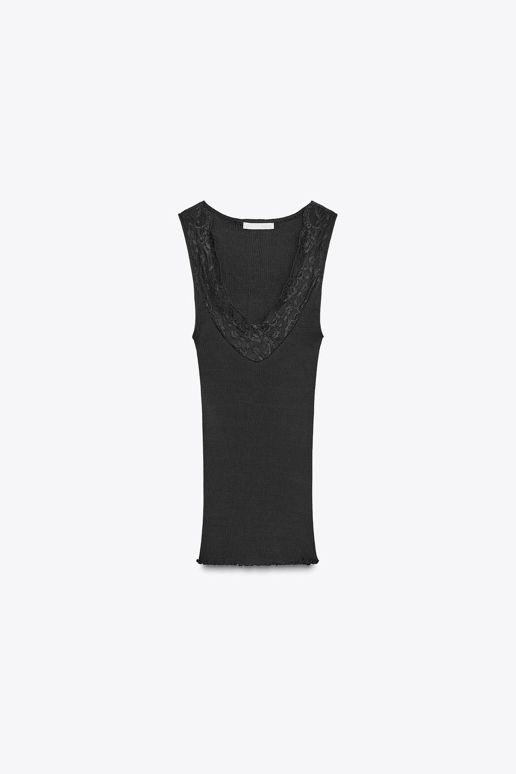 LACE RIBBED T-SHIRT - Zara фото 11