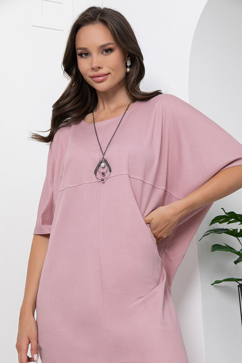 Платье кокон (пыльная роза) П6721 - Lt collection фото 15