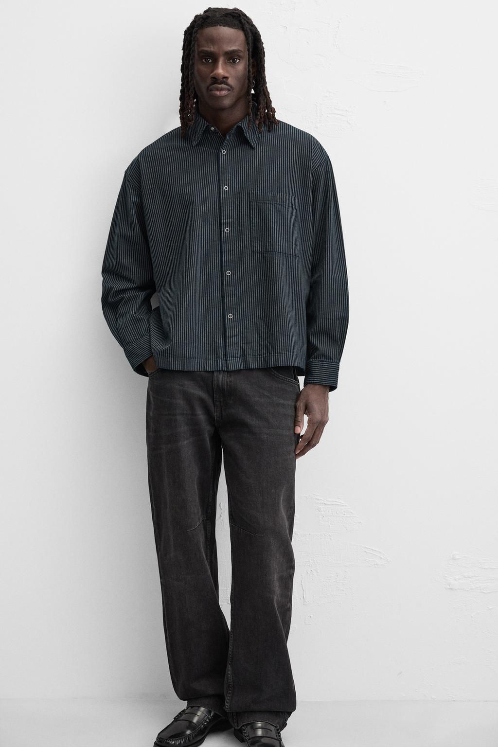 STRIPED DENIM SHIRT - Zara фото 5