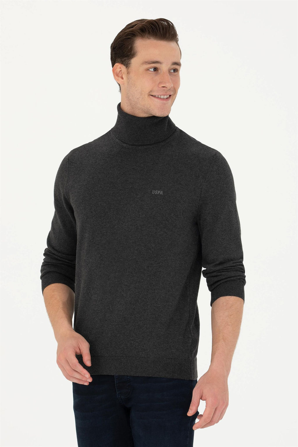 U. S. Polo Assn Мужской базовый свитер антрацитового меланжа - U.s. polo assn фото 10