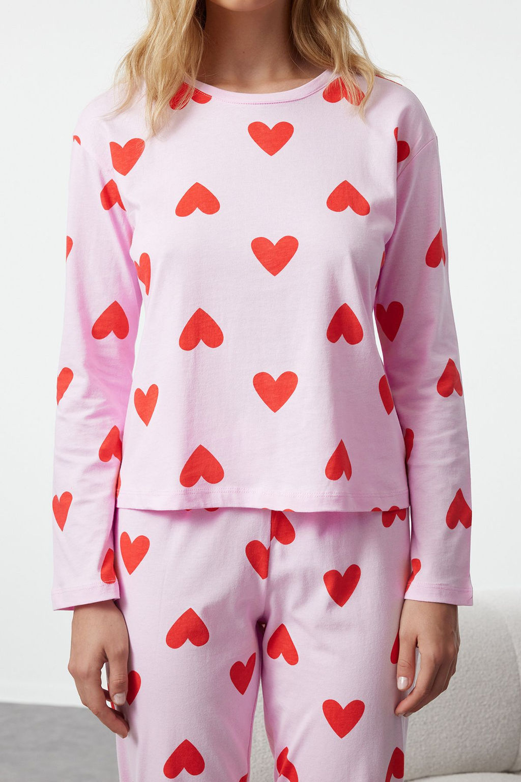 Trendyolmilla Beyaz %100 Pamuklu Kalpli Orme Pijama Tak?m? THMAW21PT0566 фото 47