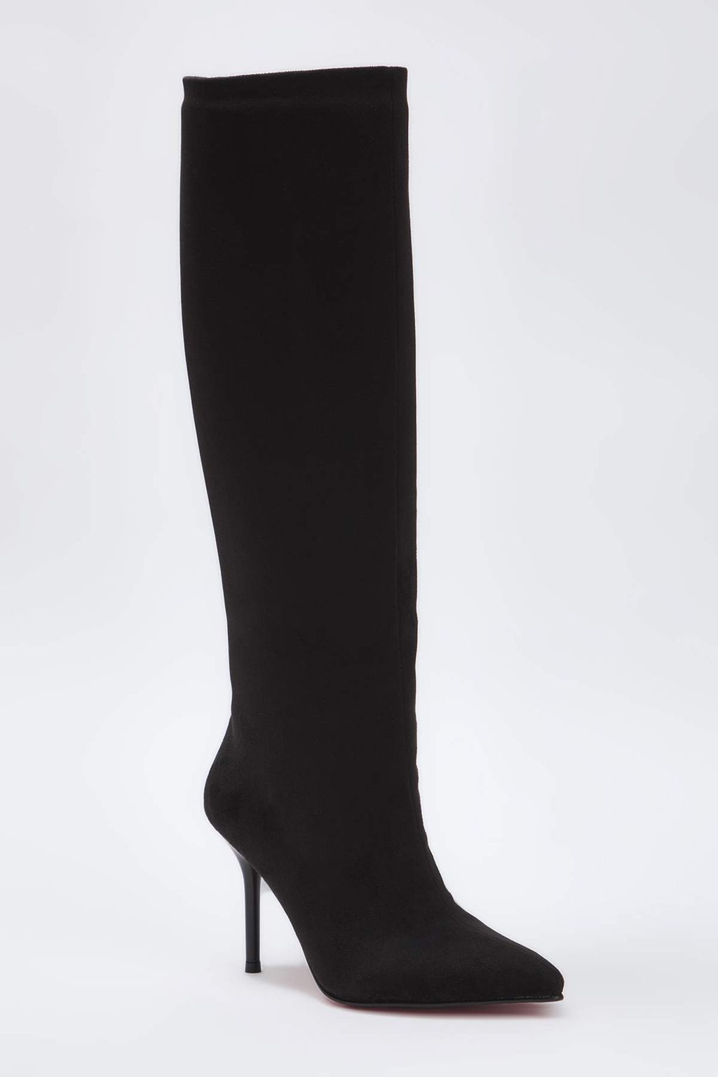 Siyah Suet K?rm?z? Taban Sivri Burun Ince Topuklu Kad?n Cizme TAKAW26CZ00032 - Trendyolmilla фото 3