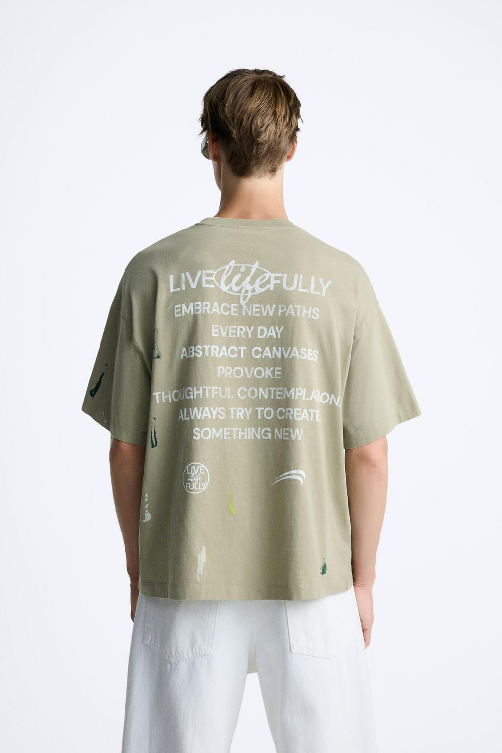 PAINT SPLATTER T-SHIRT WITH SLOGANS - Zara фото 3