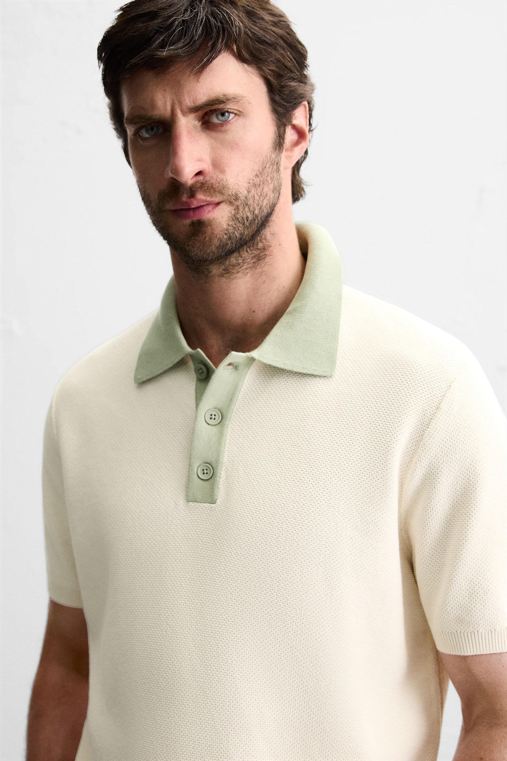CONTRAST KNIT POLO SHIRT - Zara фото 5