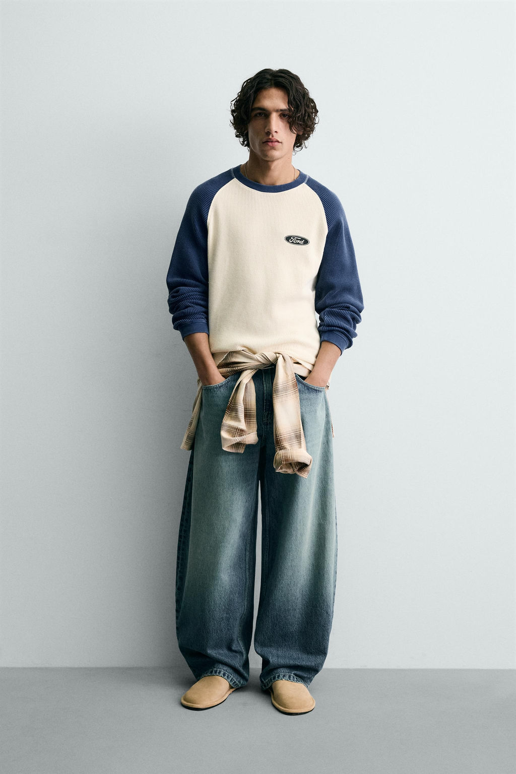 FORD  COLOUR BLOCK WAFFLE-KNIT T-SHIRT - Zara фото 9