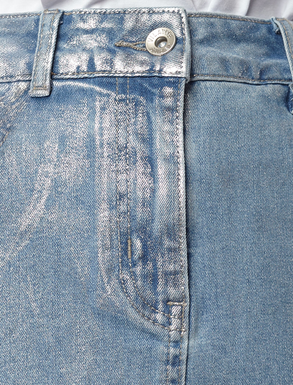 Юбка Vilatte D56.120 деним с металлизированным покрытием комбинированный  фото 6