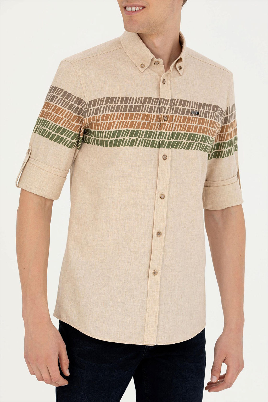 Мужская бежевая рубашка с длинным рукавом - U.s. polo assn фото 6