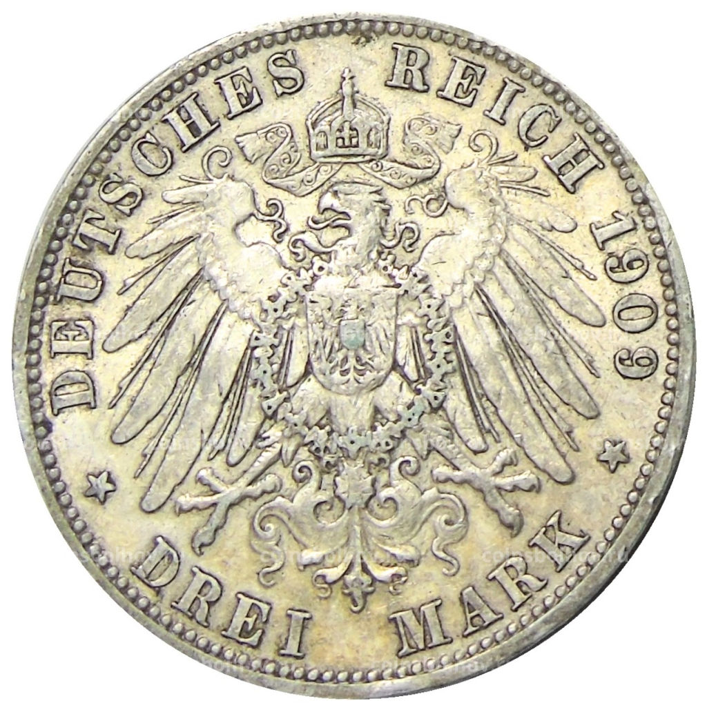 3 марки 1909 года А Германия (Пруссия)