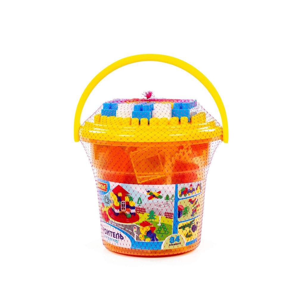 Конструктор Строитель (84 элемента) (в ведре Макси с крышкой) - Полесье фото 8