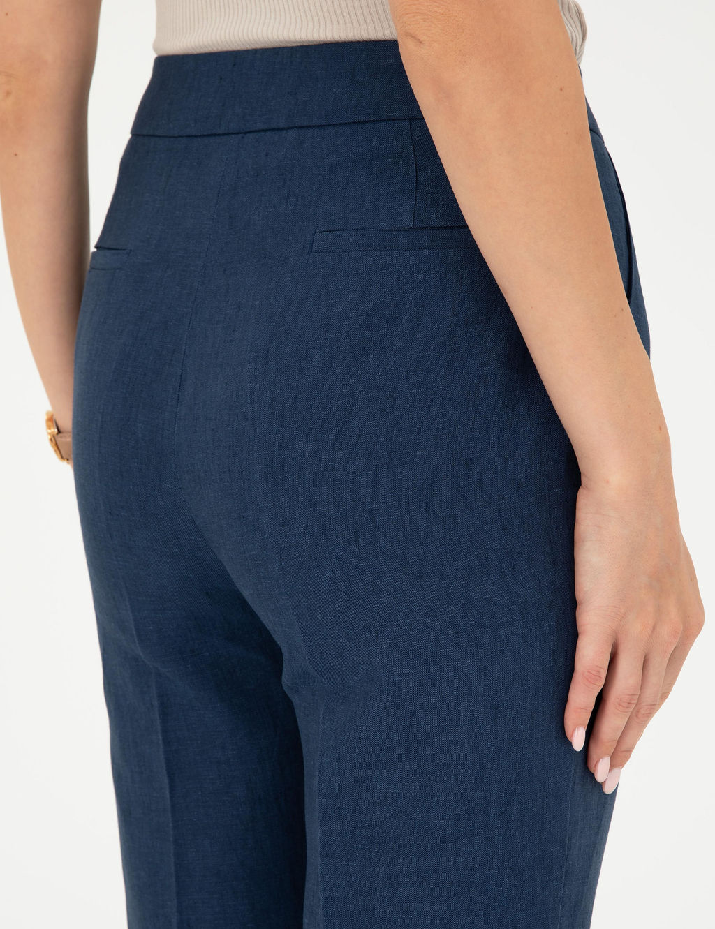 Lacivert Carrot Fit Keten Pantolon