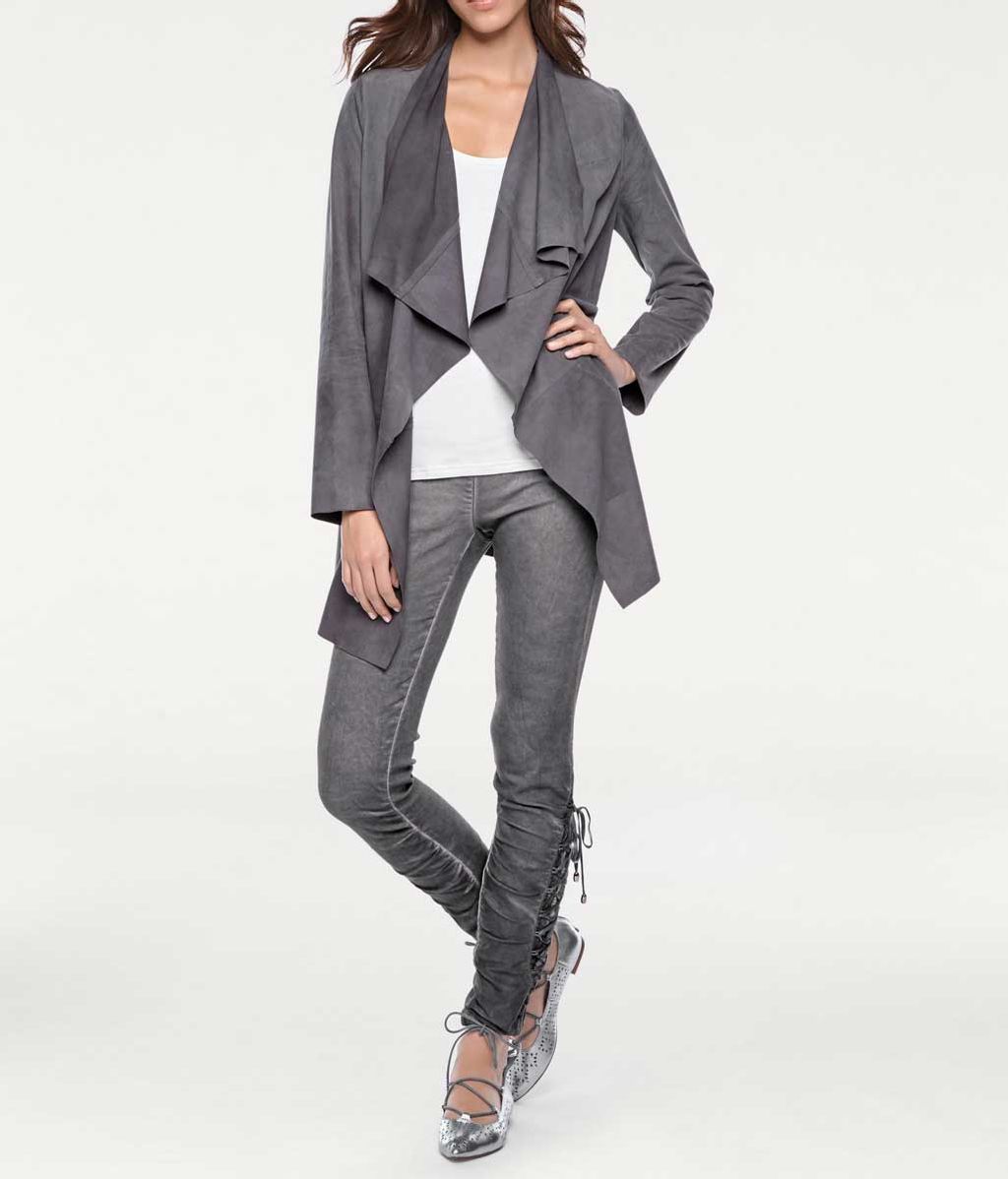 Пальто кожаное, серое - Linea tesini фото 3