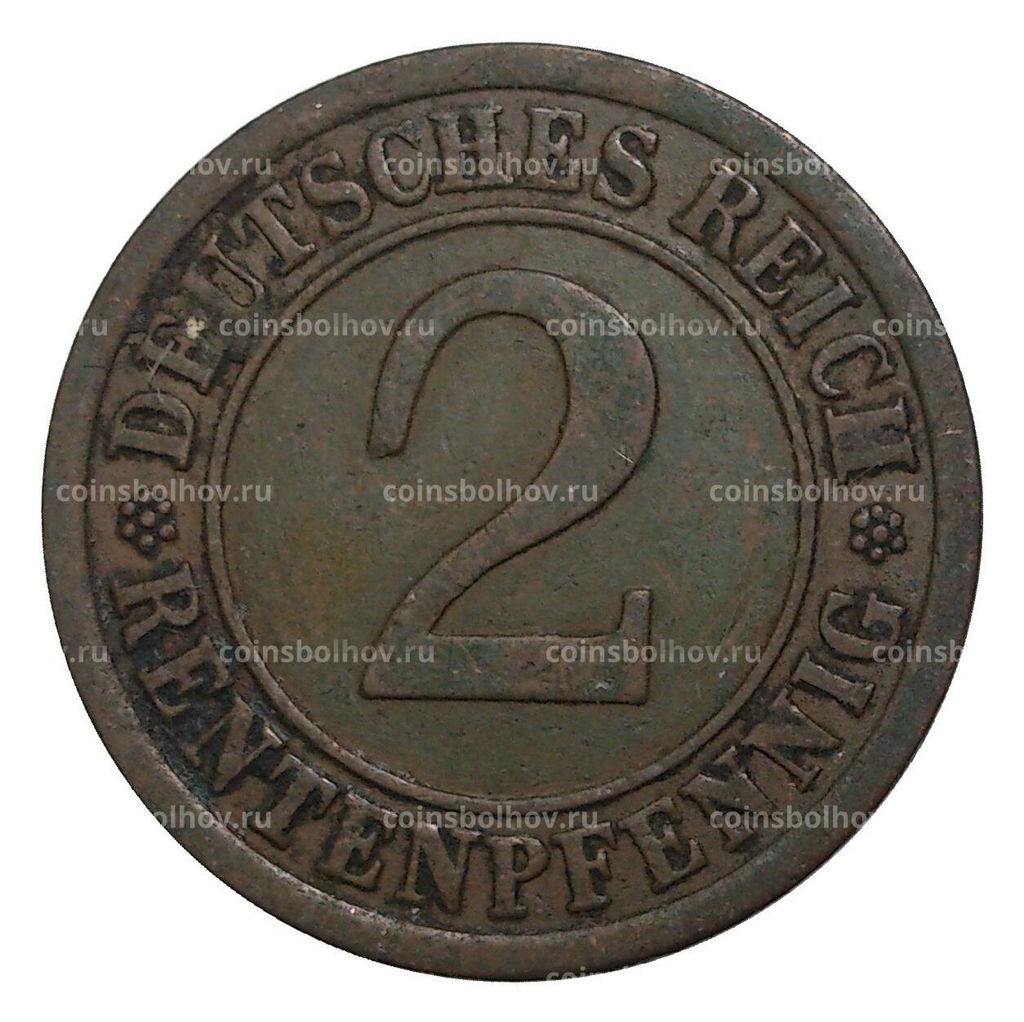 Монета 2 рентенпфеннига 1923 года А Германия