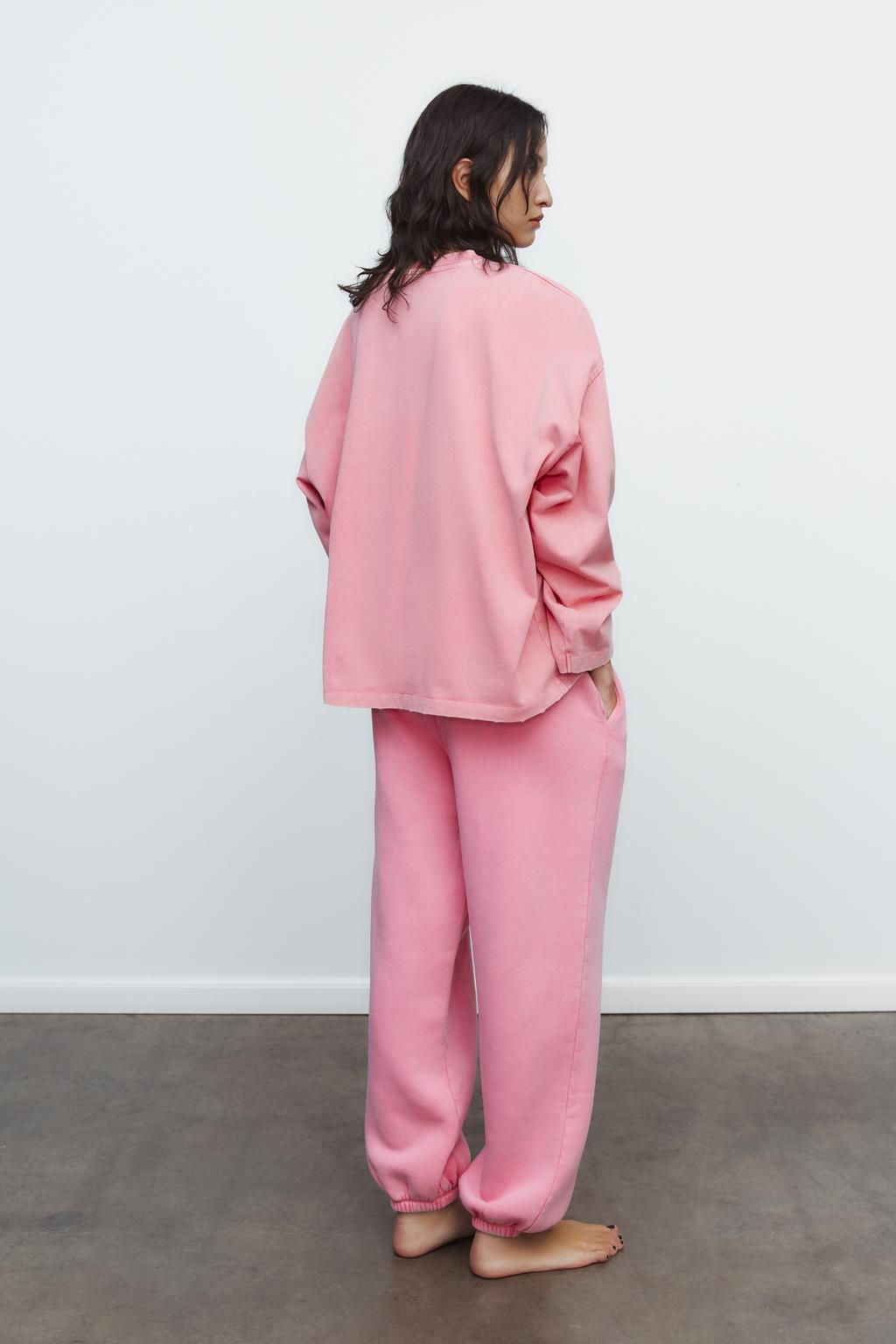 WASHED-EFFECT PLUSH TROUSERS WITH SLOGAN - Zara фото 4