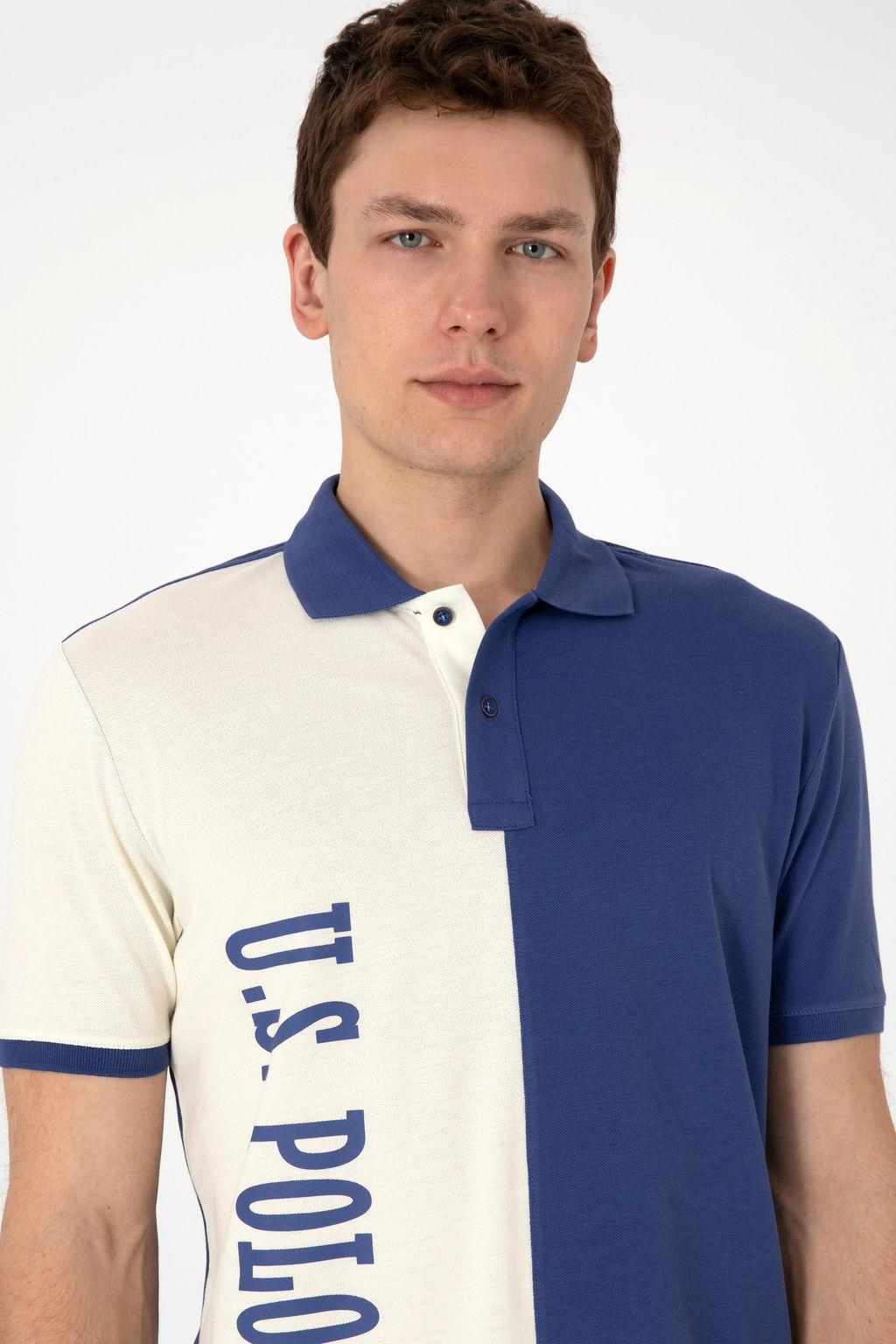 Футболка U.S. Polo Assn Regular Fit поло синяя из хлопка