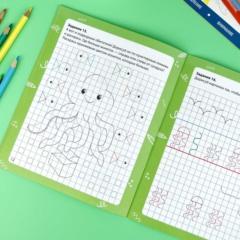 Книжка с заданиями для детей. Серия "Готовим руку к письму" арт. 72154 РИСУЕМ ПО КЛЕТКАМ /165?205 мм, 8 л., блок - офсет 100 г/м?, полноцветная печать, обл - мелованная бумага 170 г/м?, мягкий переплёт (2 скобы),