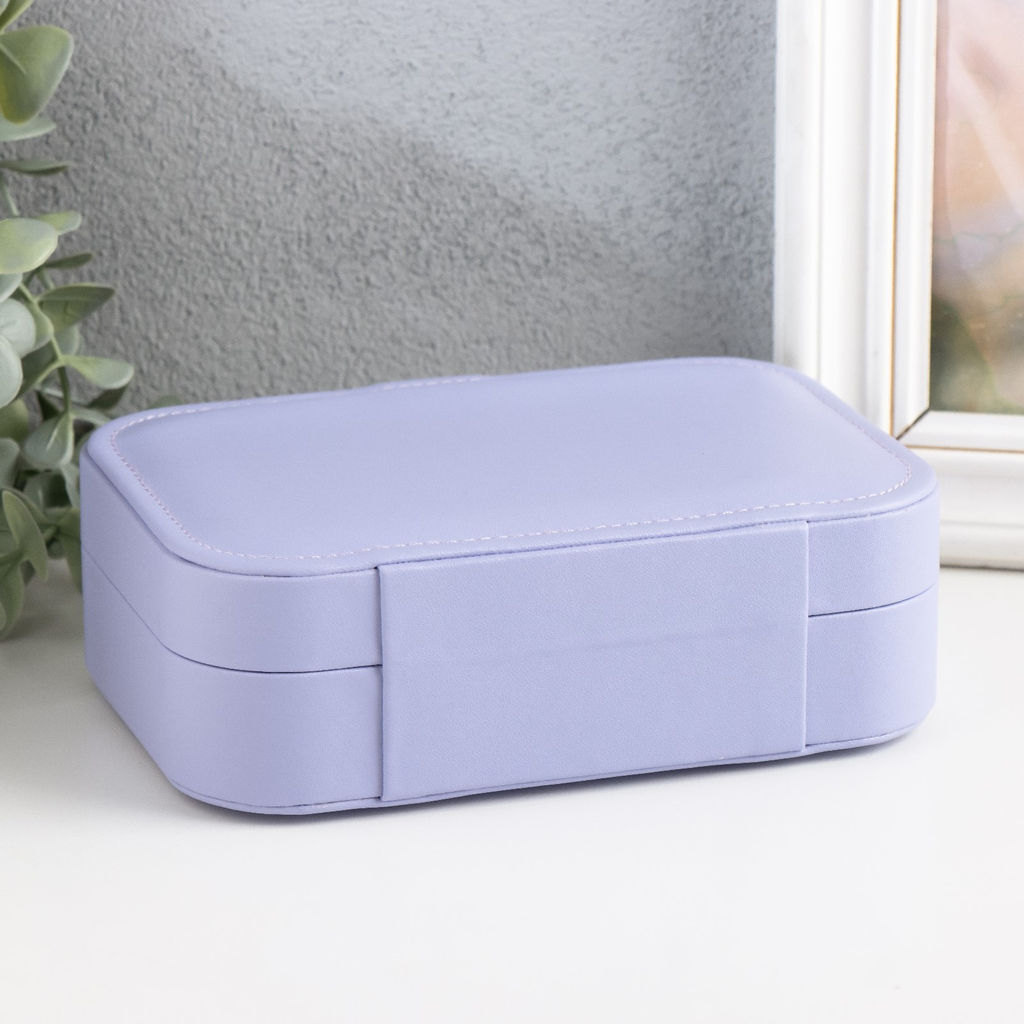 Шкатулка кожзам для украшений Матовая гладь сиреневая 16х11х5 см - Simaland фото 4