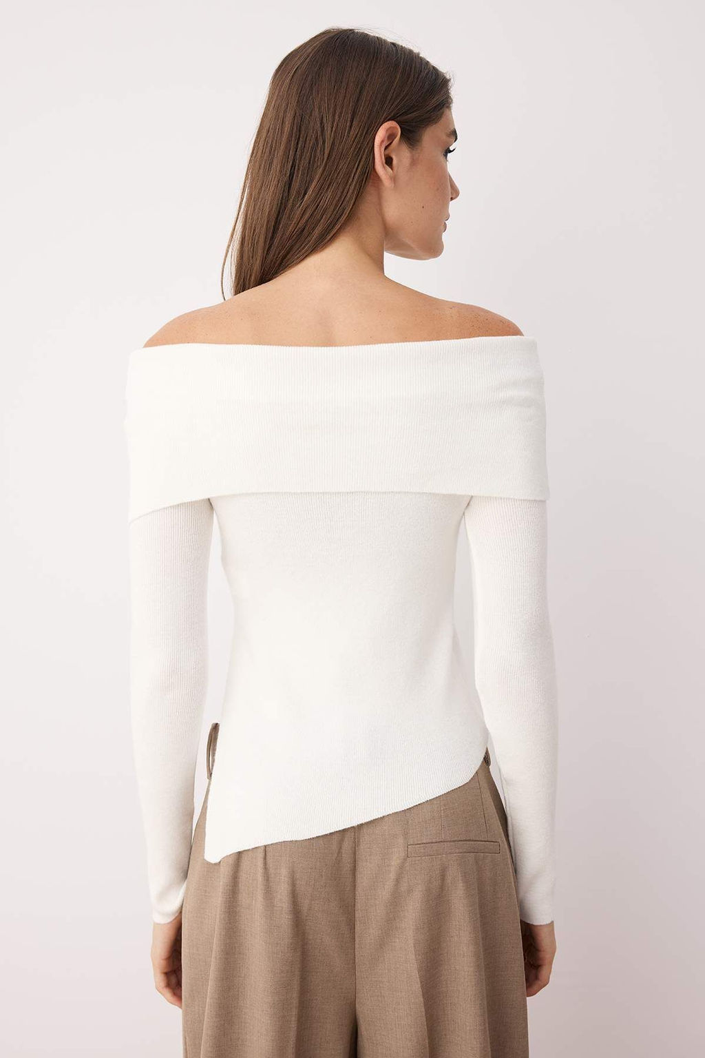 Ekru Premium Iplik/Ozel Iplik Carmen Yaka Triko Kazak TWOAW26KZ00064 - Trendyolmilla фото 4
