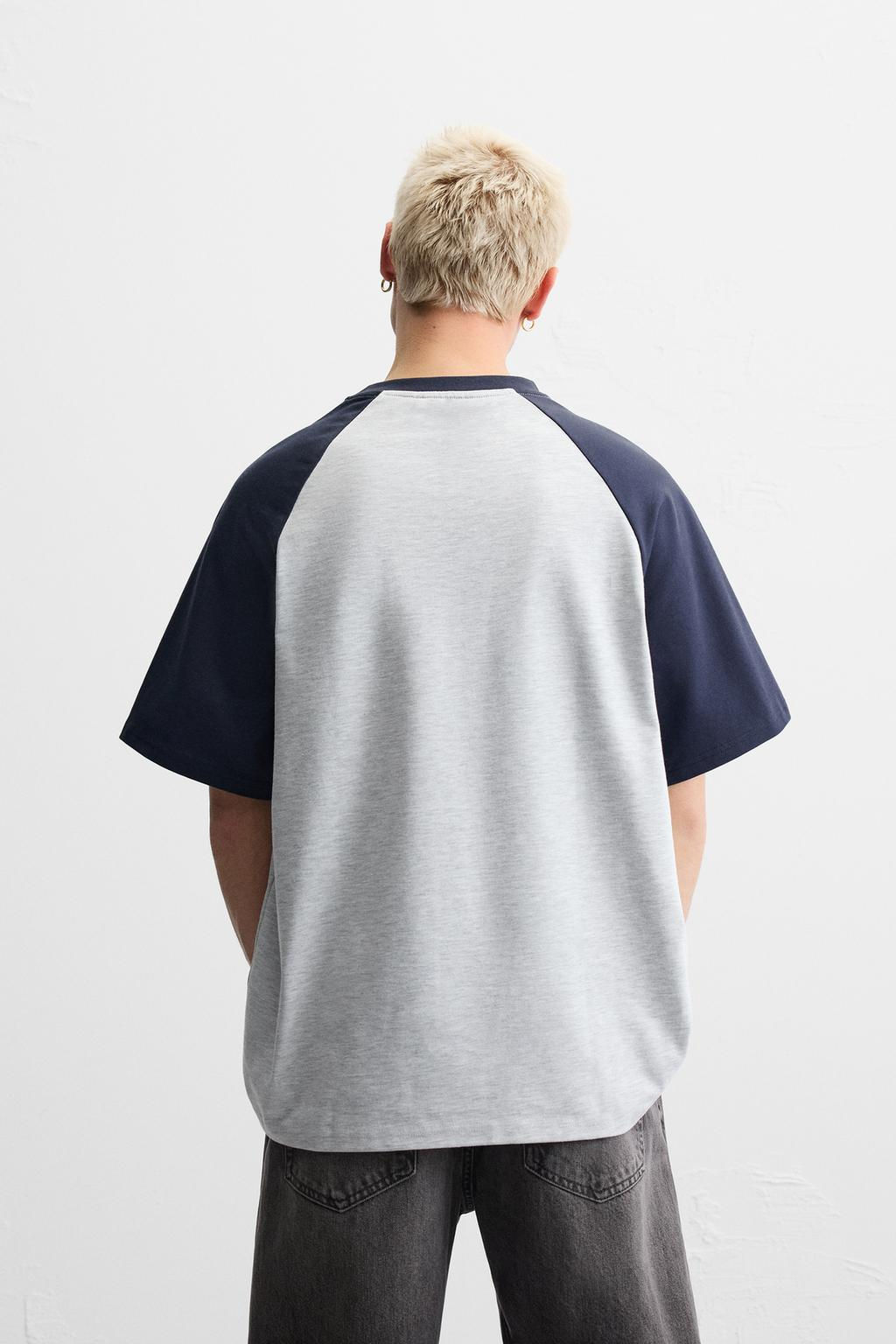 T-SHIRT WITH CONTRAST SLEEVES - Zara фото 3