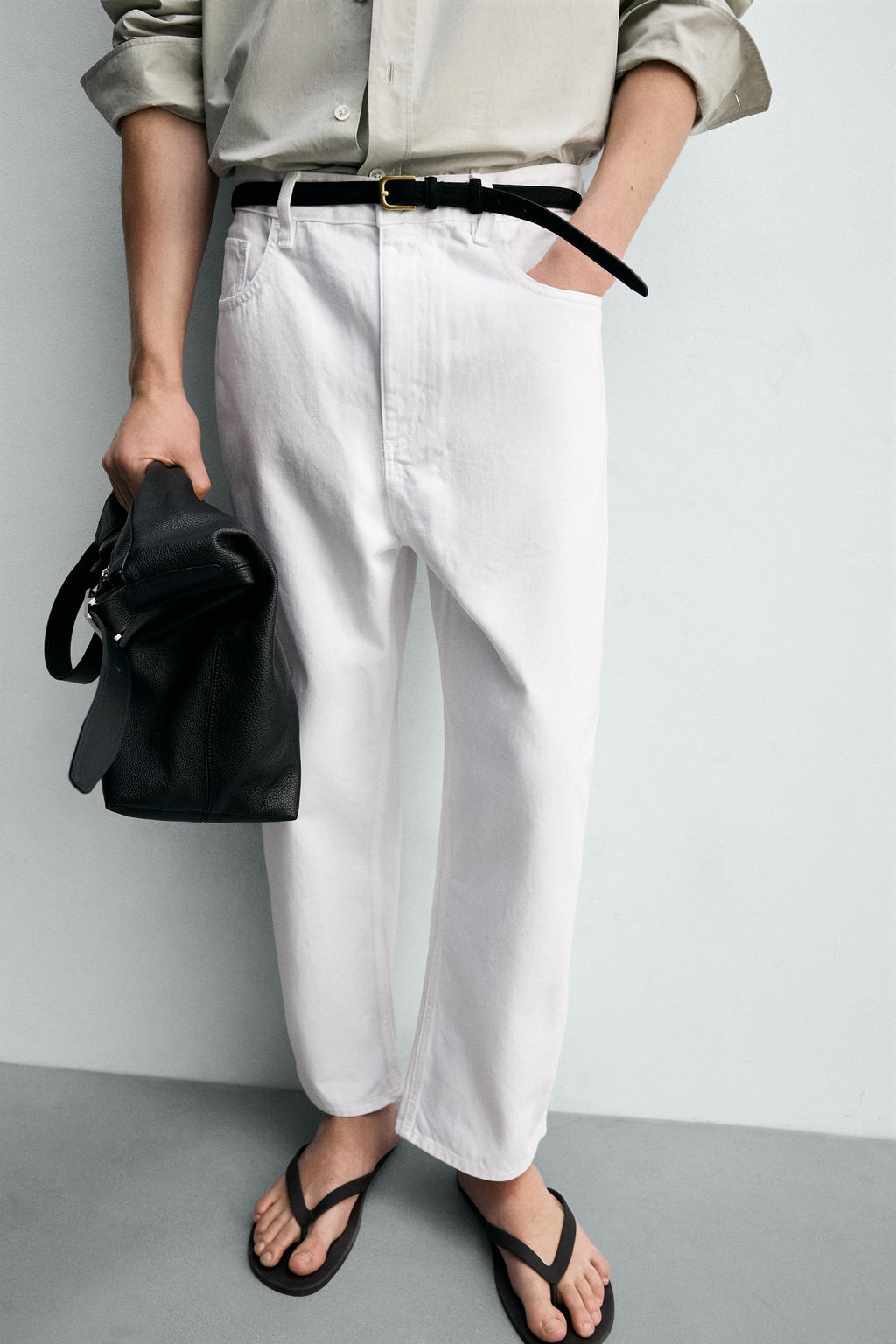 JEANS TAPERED WIDE FIT / Blanco - Zara фото 6