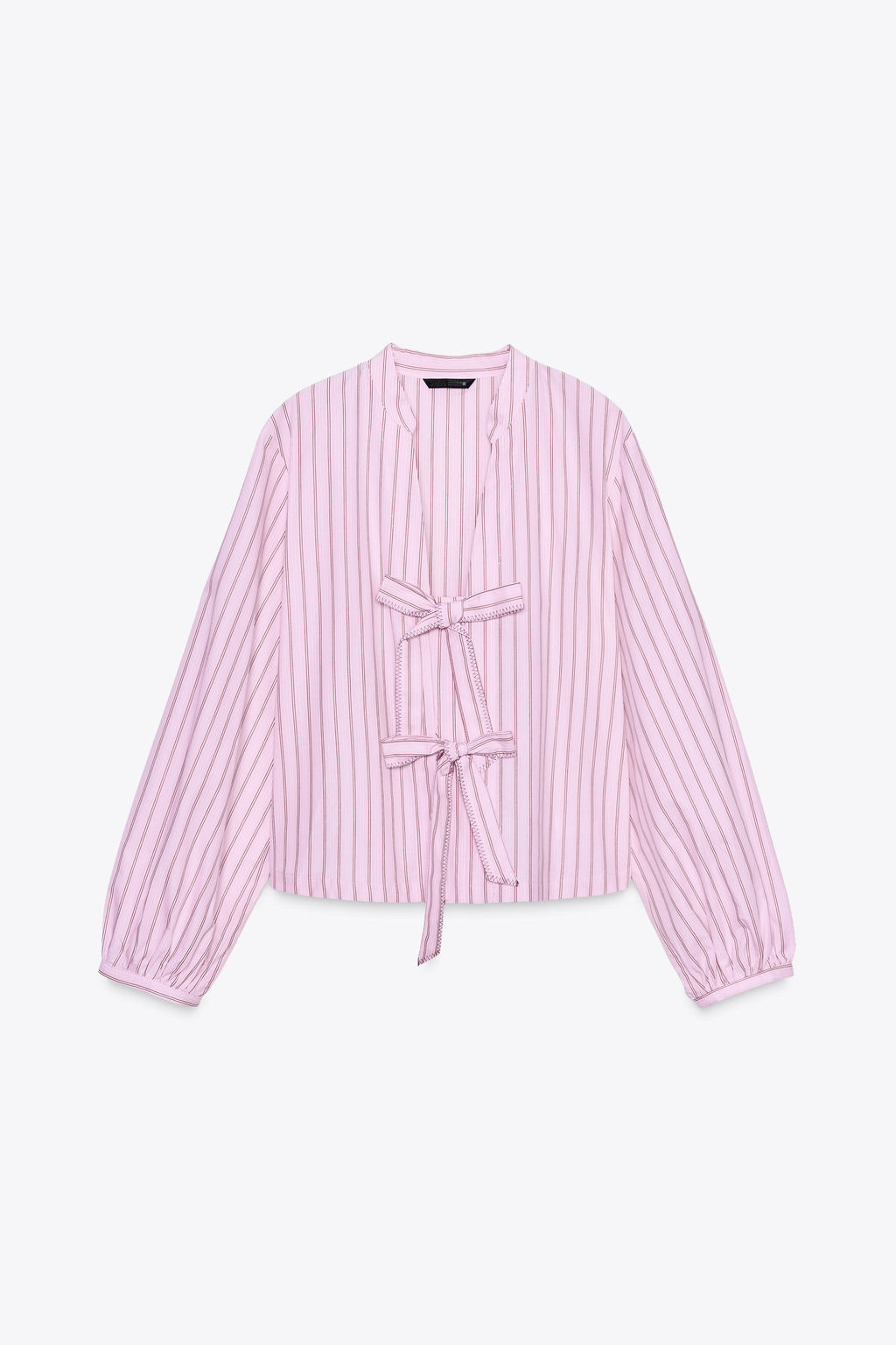 STRIPED POPLIN SHIRT WITH TIES - Zara фото 7