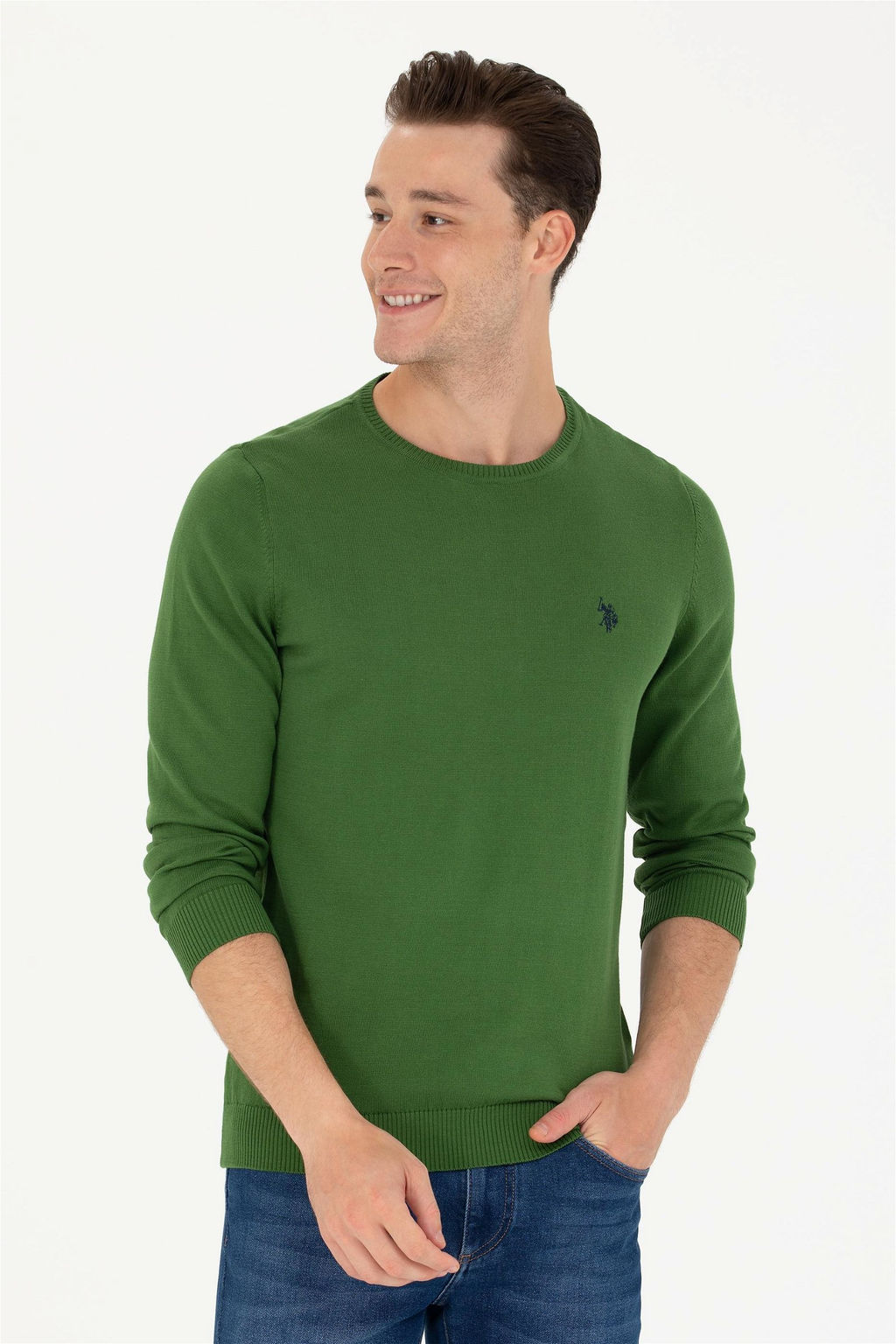 Свитер U.S. Polo Assn зеленый из хлопка  фото 9