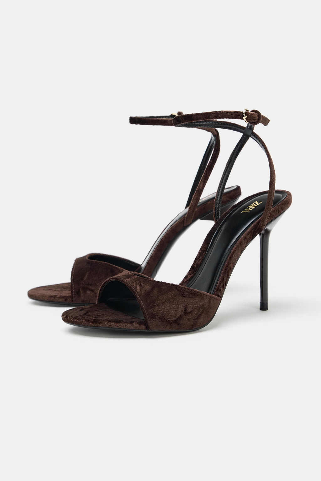 VELVET-EFFECT HEELED SANDALS - Zara фото 3