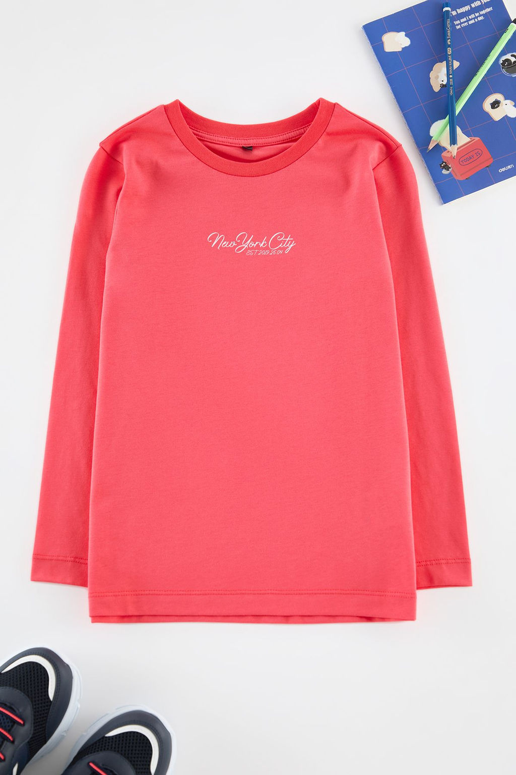 K?rm?z? S?rt Bask?l? Erkek Cocuk Orme T-Shirt TKDAW25TS00028 - Trendyolmilla фото 2