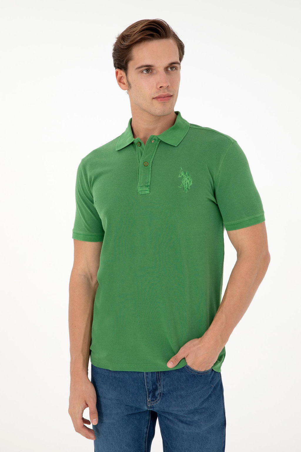 Мужская зеленая базовая футболка Неожиданная скидка в корзине - U.s. polo assn фото 3